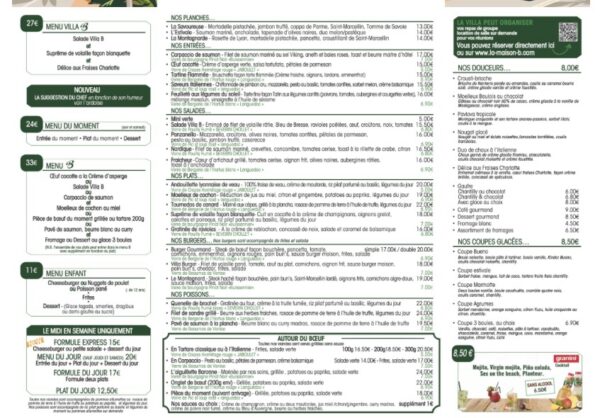Menu  villa b
